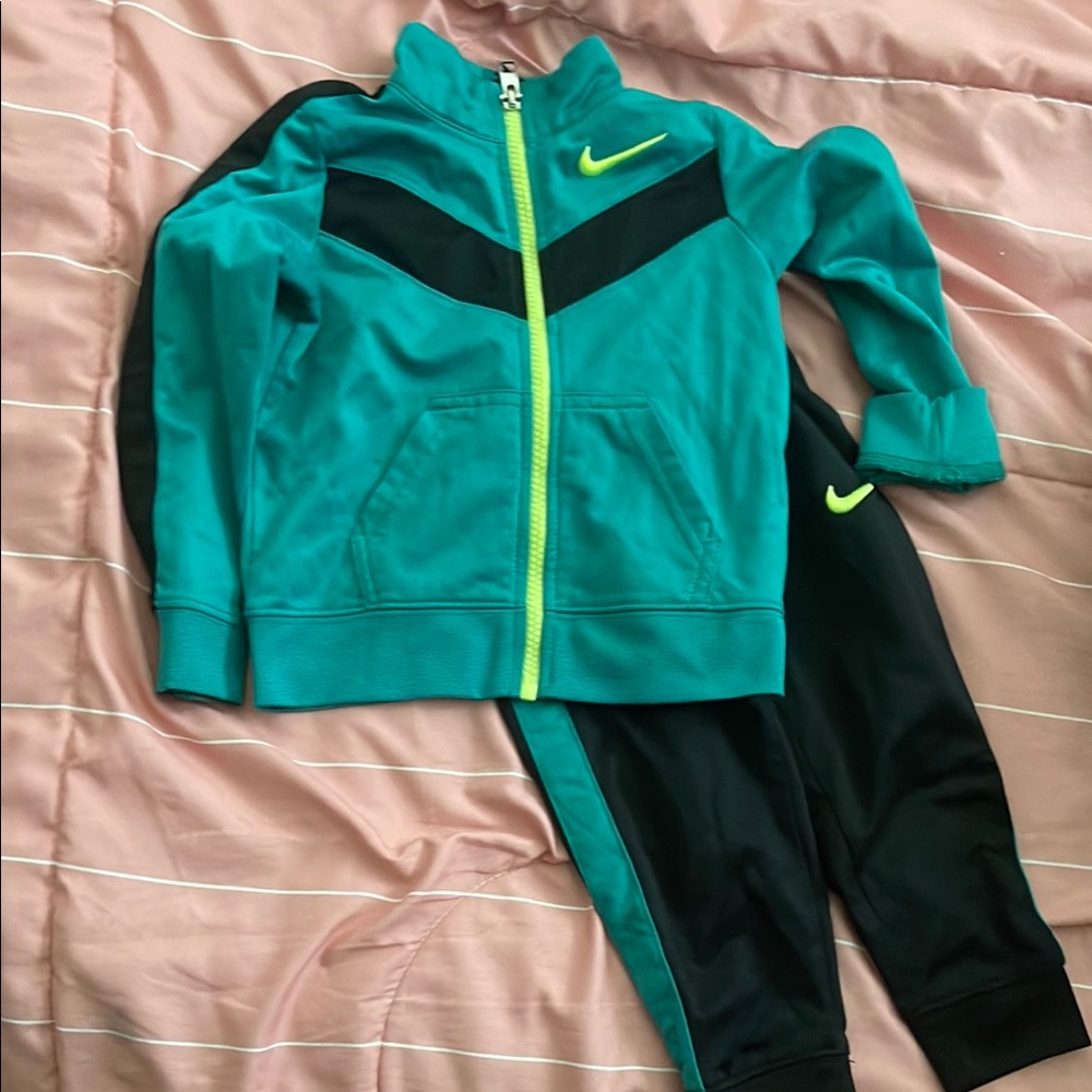 Nike Teal & Black Kids Zip-Up Track Jacket and Pants
